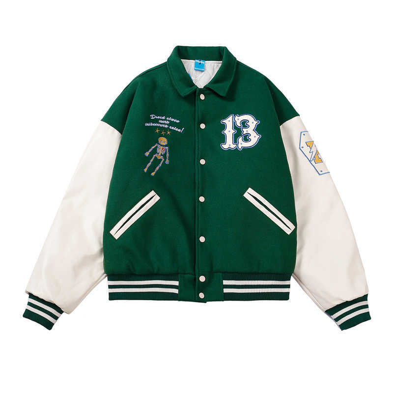 

Men's Jackets Resuapre Autumn Winter Men's Skeleton Embroidery Stitched Leather Puffer Jacket High Quality 1 1 Thickened Coat Cotton Coat T221130, Yellow