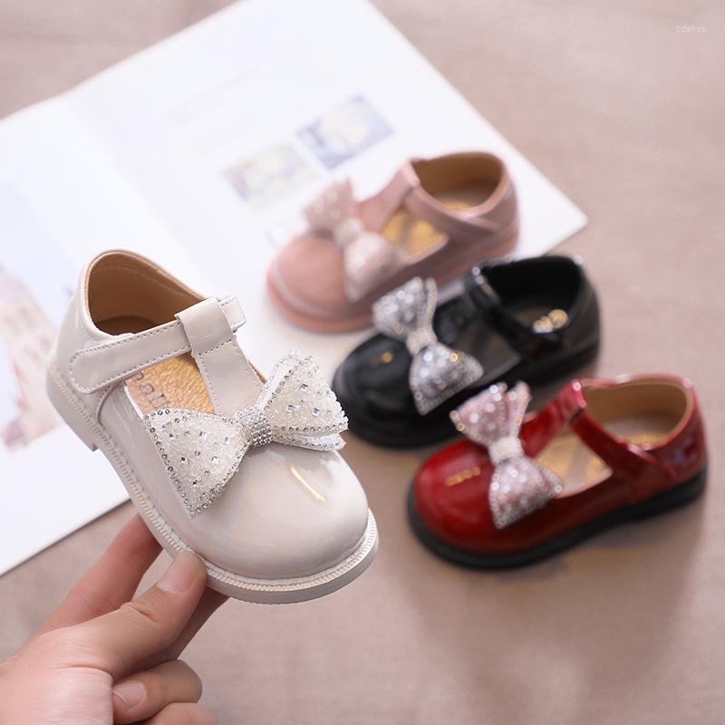 

Flat Shoes Mary Janes Girls Leather For Children Nice Bling Rhinestone Princess Low Heel Dress Brightly Upper Girl E11271, Black