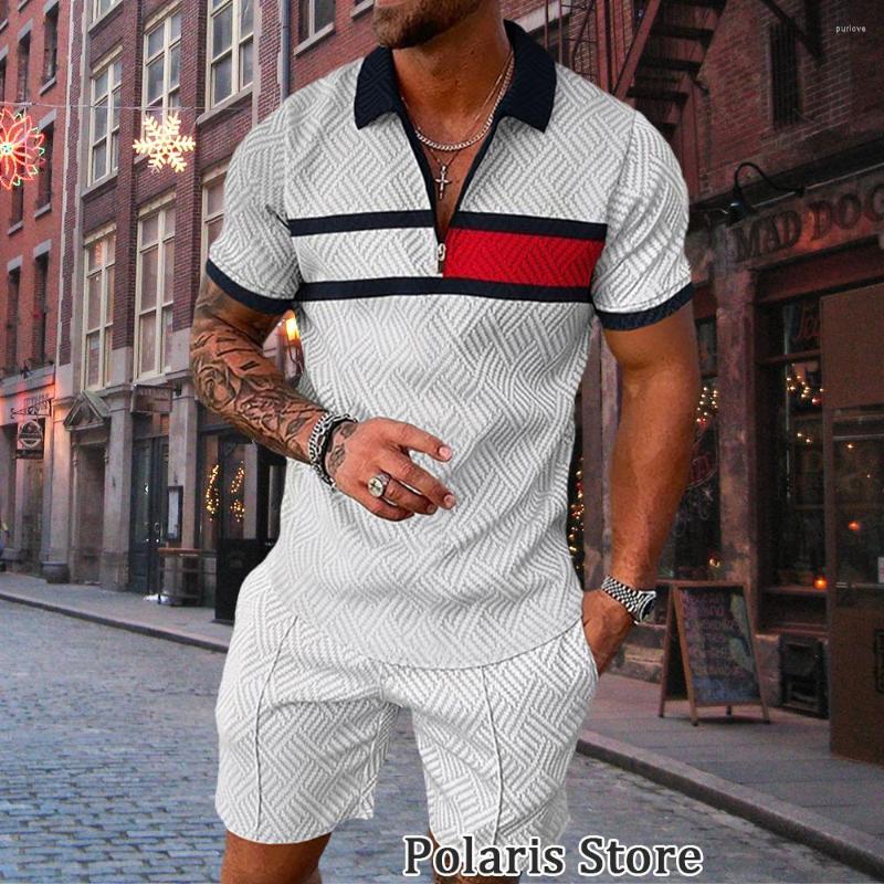 

Men' Tracksuits Summer Polo Shirt For Men High Quality Shorts Casual 2 Piece Sets Zipper Shirts Luxury Fashion Man Clothing Business, Polo shirt-5