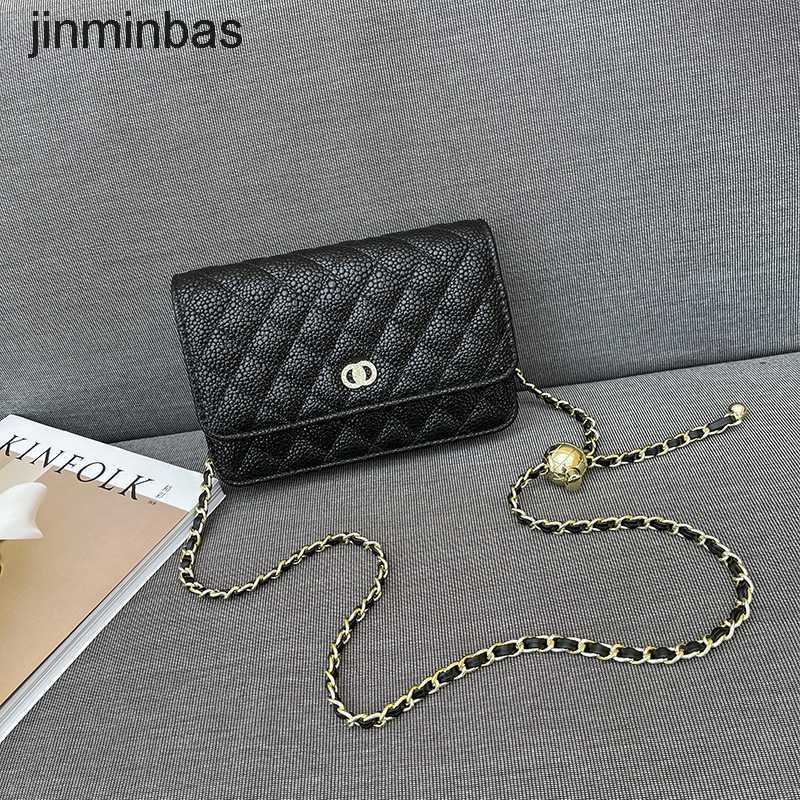 

Luxury Design Bag Shop Wholesale and Retail Fashionable Versatile Golden Ball Small Fragrance New Chain Women's Lingge Single Shoulder Msenger Bag, Black