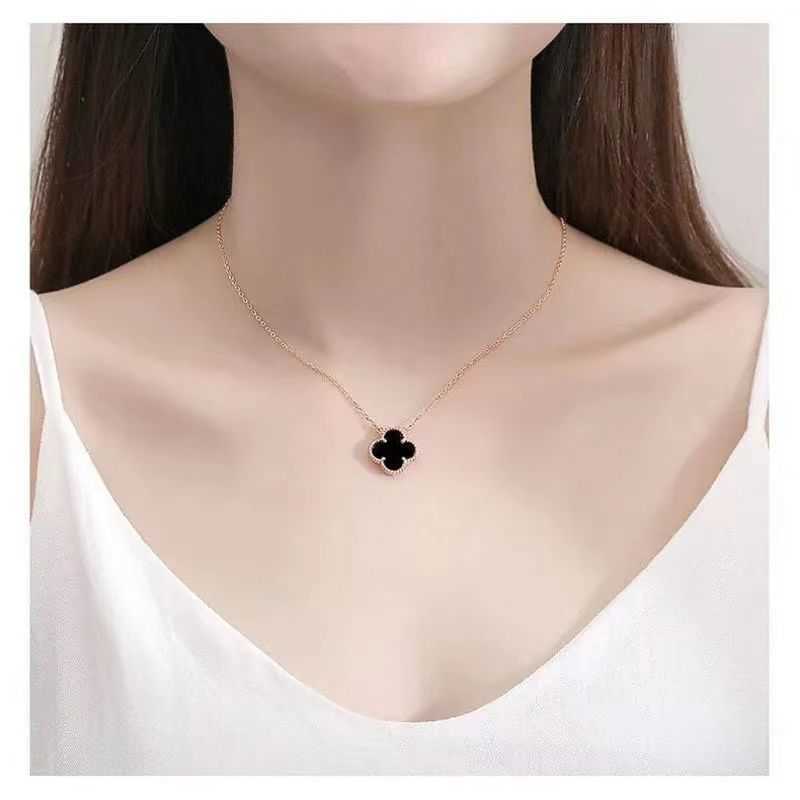 

Designer leaf clover necklaces Grass Necklace Women's Silver S999 Chain Lasts Forever; Little for Girlfriend Lovers on