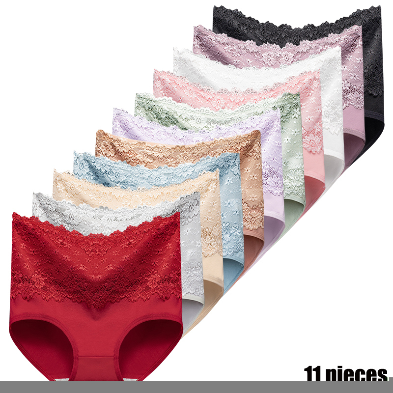 

Women's Panties 11 pieces of cotton underwear ladies lace briefs large size soft and comfortable girls underwear on sale 221202, 11pcs