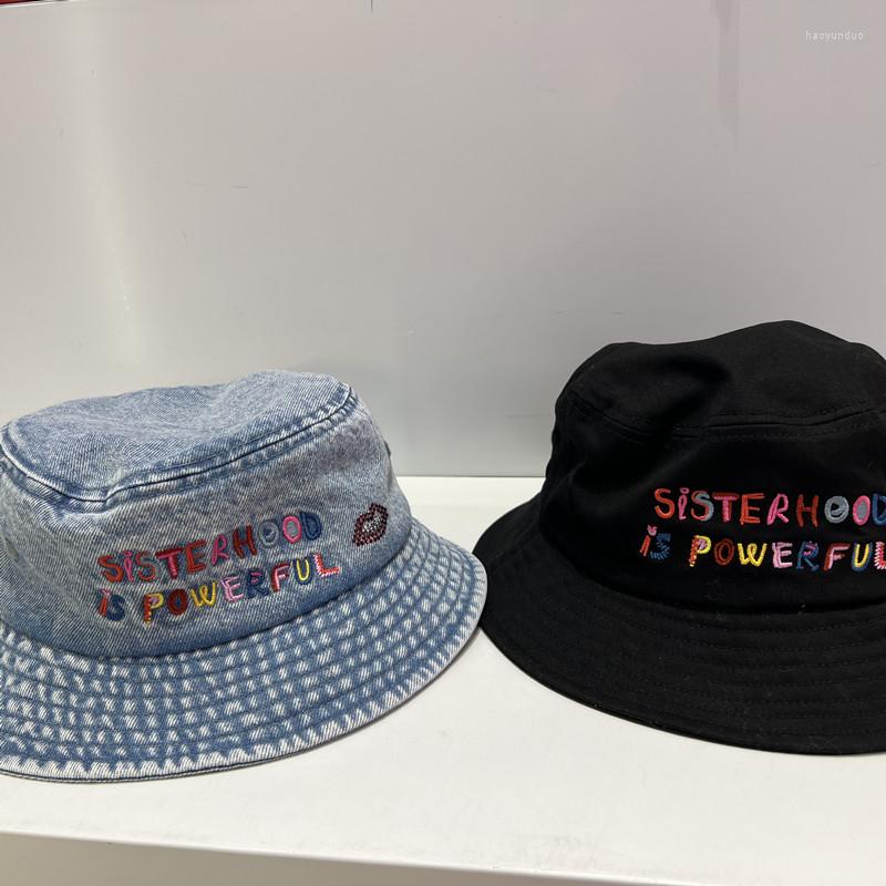 

Berets Letter Embroidery Bucket Hat Women All-match 2022 Fashion Ladies Cap