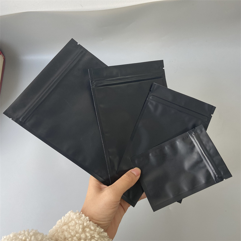 

100 Pieces Matte Black Resealable Packaging Bags Mylar Zipper Lock Food Storage for Zip Aluminum Foil Packing Pouches Smell Proof Bags