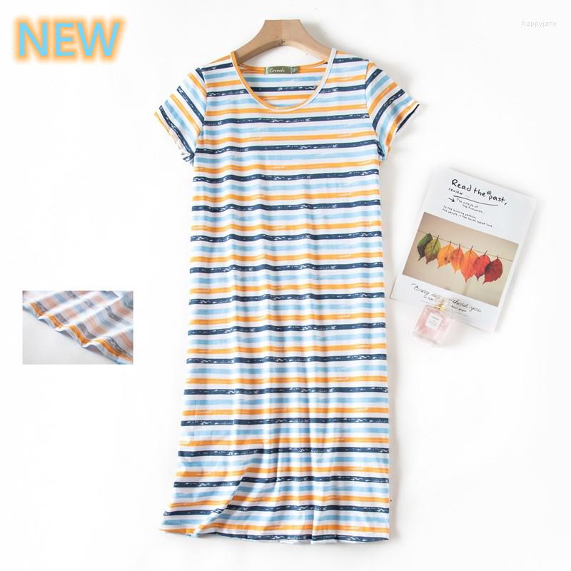 

Women's Sleepwear Dress Casual Women Cotton Summer Homewear Big Size Long Sleeve O-Neck Nightdress Fashion Clothes Vintage Mom Pjs, Color 03