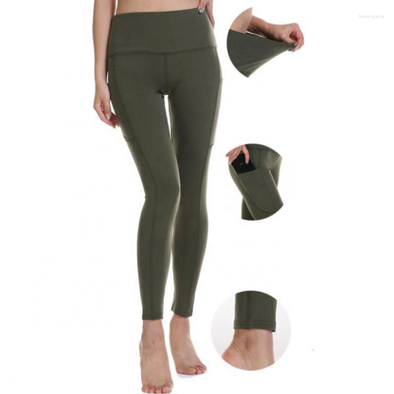 

Women' Leggings Retail Products Solid Color Yoga With Custom Logo Pocket, Black