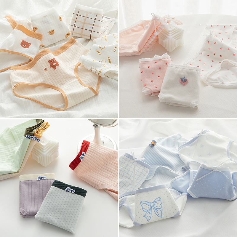 

Women's Panties 5pcs Cotton Panties Women's Underwear Girls' Comfort Sweet Briefs Mid Waist Seamless Printing Underpants Female Lingerie MXL 221202, 0226 combination