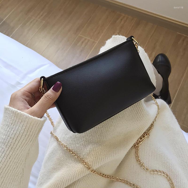 

Evening Bags Simple Fashion Women Crossbody Bag PU Leather Chain Shoulder Female Small Messenger Lady Purse Chic Solid Phone, Black