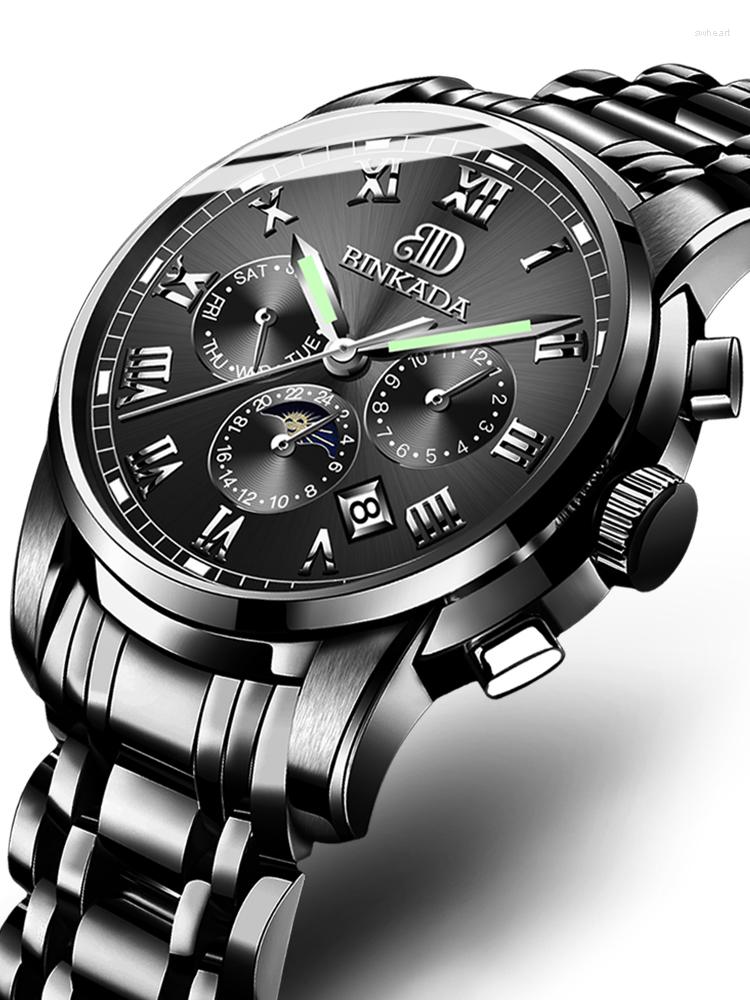 

Wristwatches Top Ten Genuine Watches Mens Fully Automatic Mechanical Man Watch Luminous Tourbillon Moon Phase Wristwatch