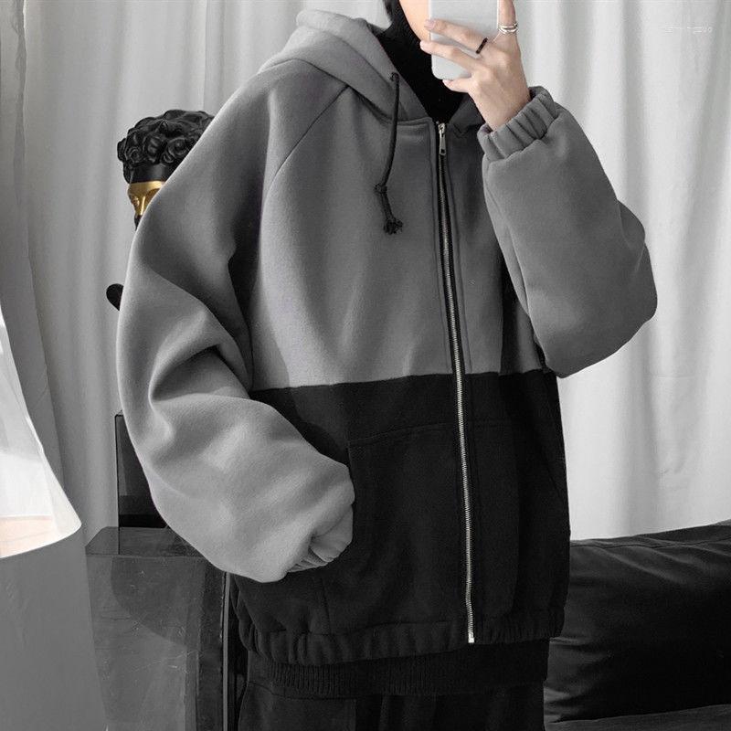 

Men's Hoodies Fall Men's Hooded Sweatshirt Loose Student Jacket Winter Largeh Thicken Cardigent Zipper Stitching Large Size 2022, Blue