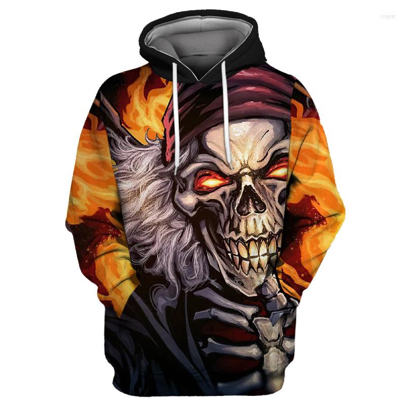 

Men's Hoodies Hip Hop Hoodie Men Skull Graphic Oversize Anime Harajuku Print Hooded Sweatshirts Long Sleeve Streetwear Male, Wy050