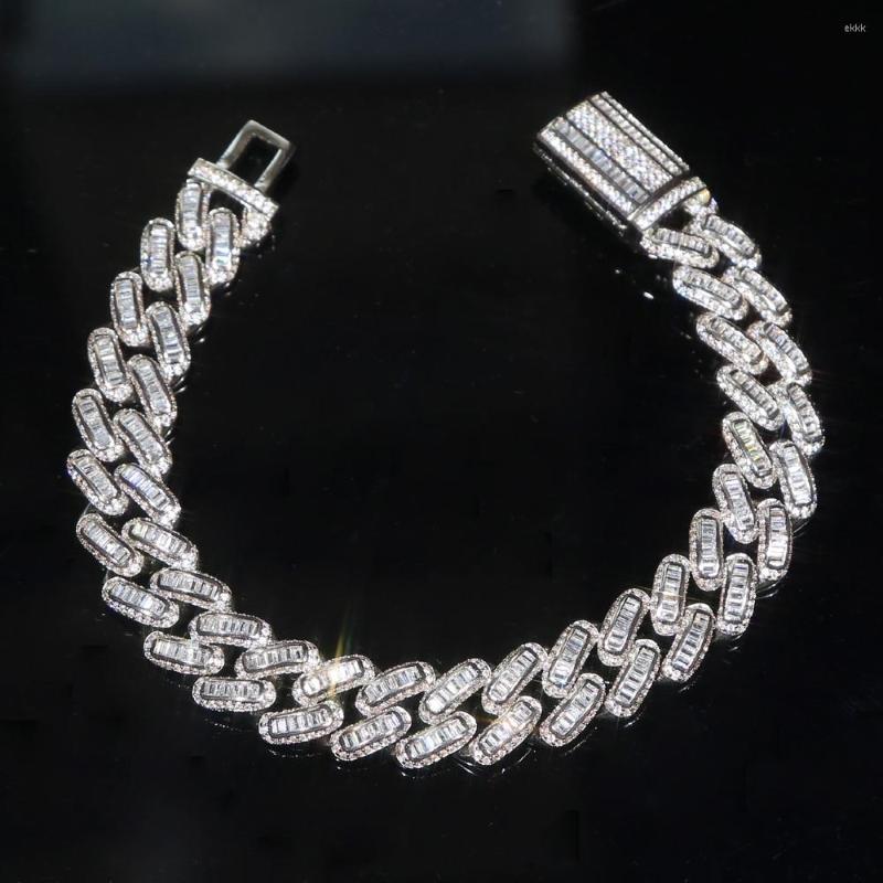 

Charm Bracelets 14mm Iced Out Zircon Miami Cuban Link 2 Row Bracelet Bling Hip Hop Wholesale Jewelrys Gold Silver Color For Men Women