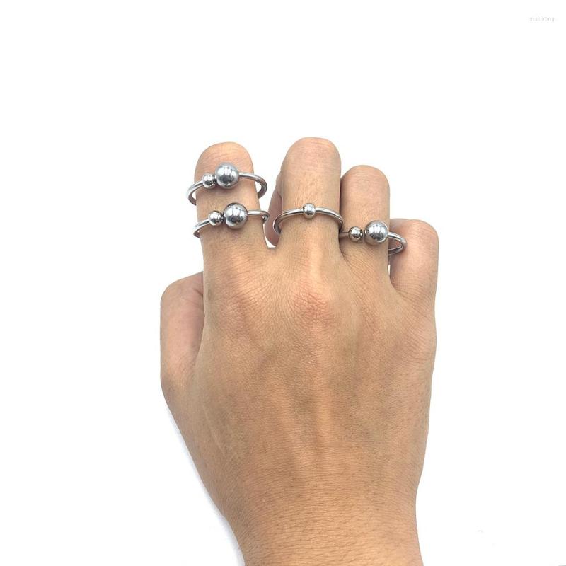 

Cluster Rings Stainless Steel Ring Titanium Jewelry Ball Bead Fit All Sizes Style Charm Men Women Punk Never Fade