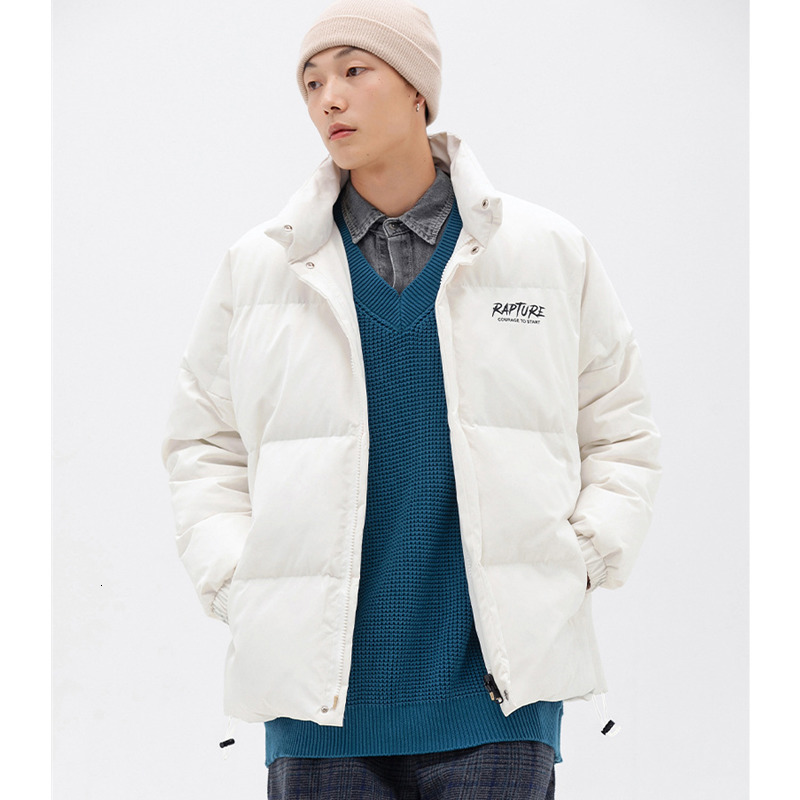

Men's Down Parkas Streetwear Men Black Stand Collar Keep Warm Down Jacket Fashion Rainbow Cotton Clothes Thickening Outerwear Winter Female 221202