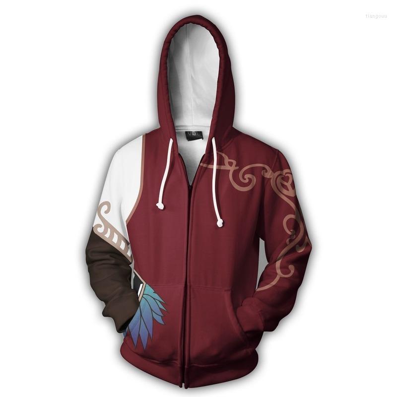 

Men' Hoodies Anime 3D Printing Cosplay Zipper Fashion Hoodie Jacket Surroundings, Beige