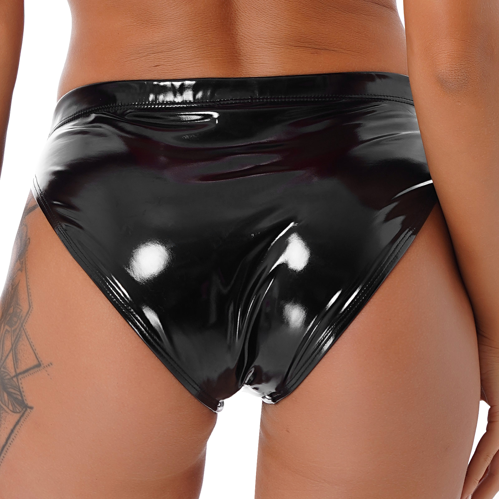 

Women' Panties Woman Lingerie Underwear Wetlook Patent Leather Briefs Low Raise Elastic Waistband Panties Latex Underpants for Dancing Party 221202, Black5