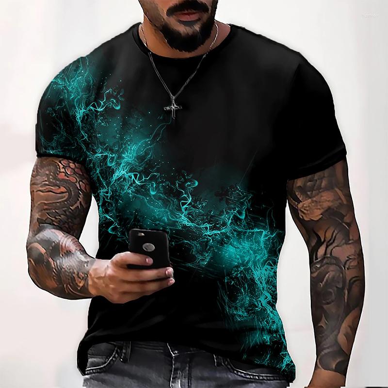 

Men's Tracksuits Summer T-shirt Men Flame Colorful Aurora 3D Print Three-dimensional Blue Sea Water Short-Sleeved Mens T Shirts Women Tee