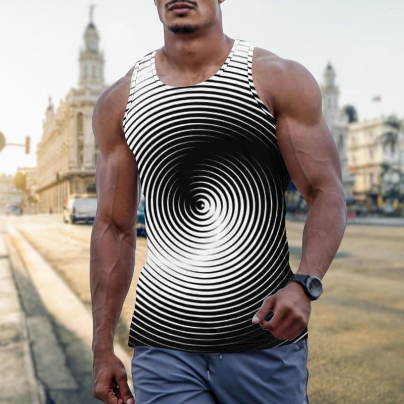 

Men's Tank Tops Men Round Neck 3d Printed Summer Casual Sleeveless Undershirt Fitness Stringer Muscle Workout Vest, Black