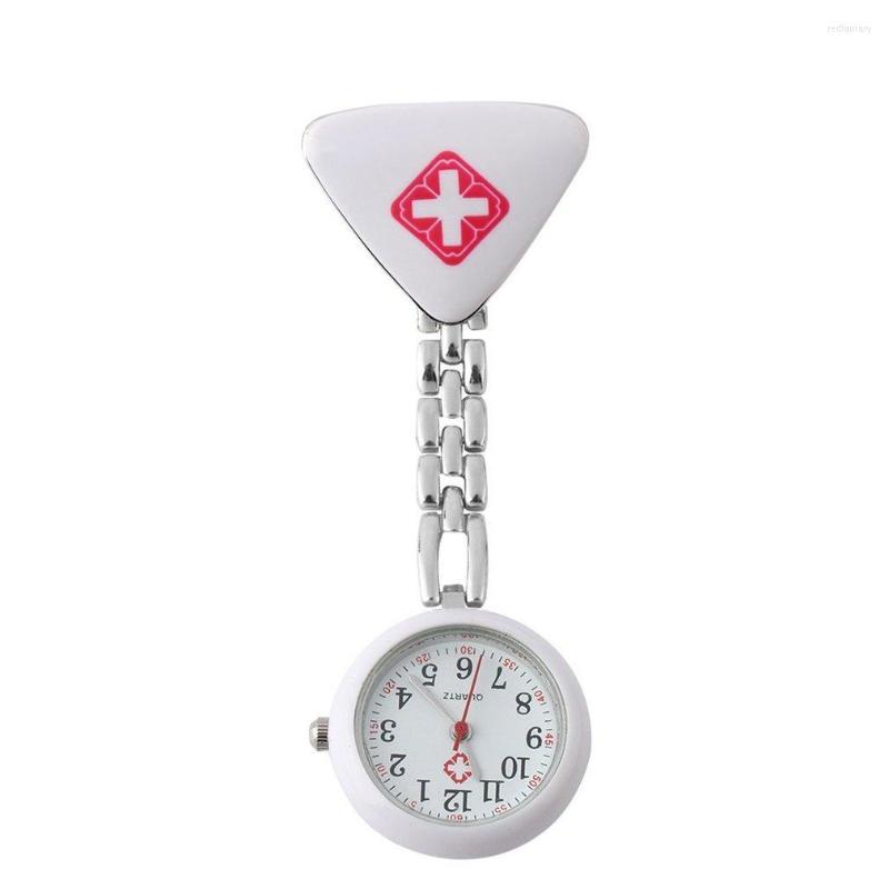 

Pocket Watches Clip Pendant Quartz Red Cross Brooch Nurses Watch Fob Hanging Reloj De Bolsillo Drop, White