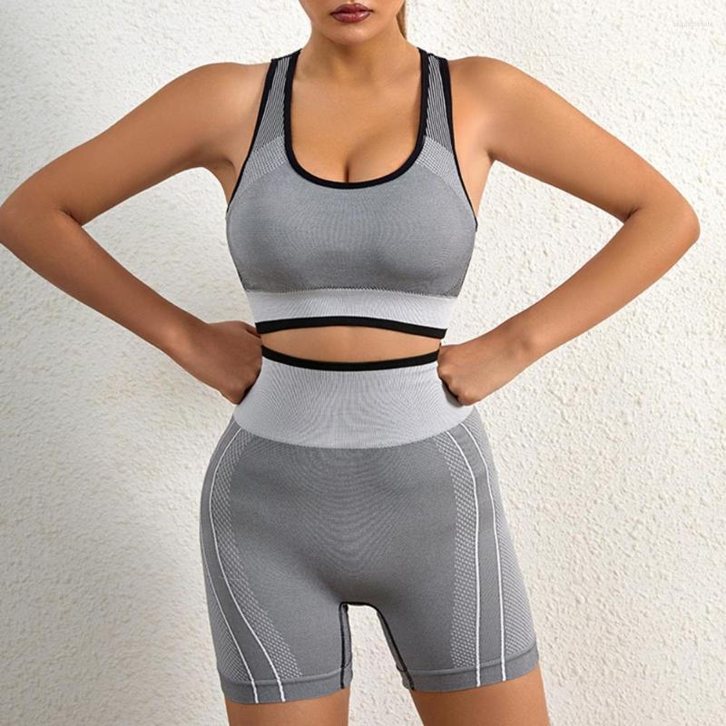 

Active Sets 2Pcs/Set Beauty Back Washable Fitness Wearing Stretchy Shoulder Strap Sports Underwear Set Women Vest Shorts For Running, Black