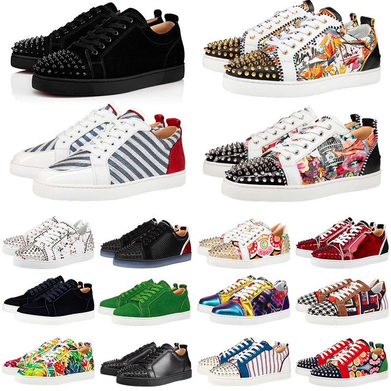 

Designer Shoe Low Dress Shoes Men Black White red Camo Green Glitter Grey Rivets Leather Suede Mens Trainer with box