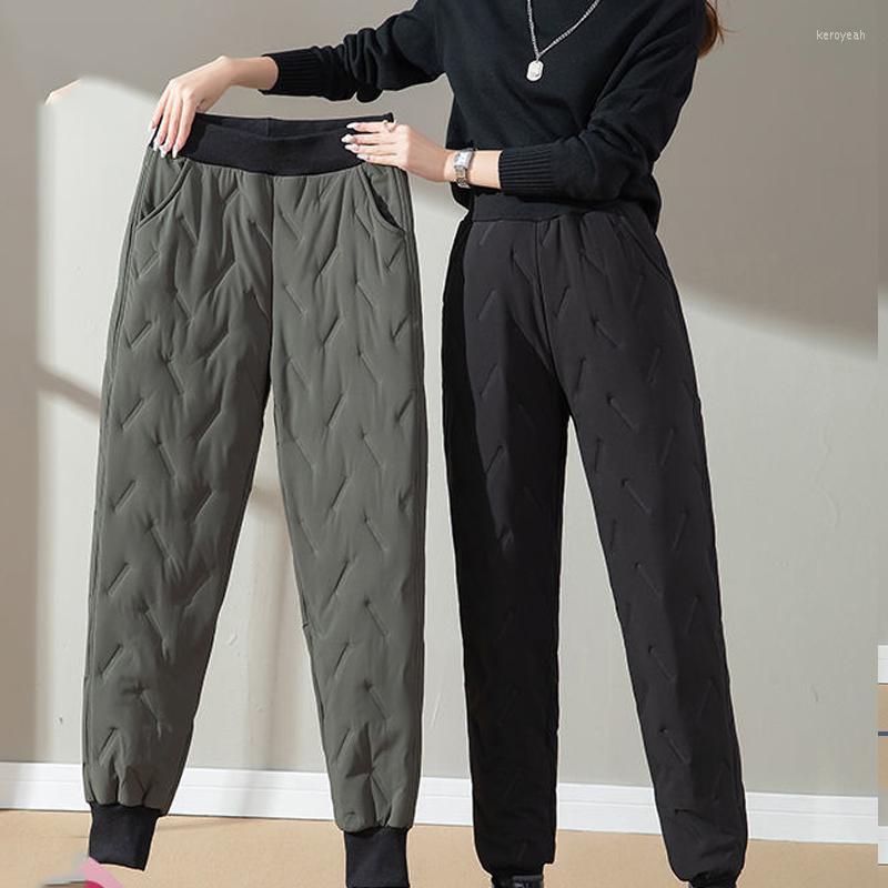 

Women's Pants Women Autumn Warm Down Cotton Lantern Harem High Waist Straight Wide Leg 2022Winter Female Casual Silk Floss Trouser, Colour 2