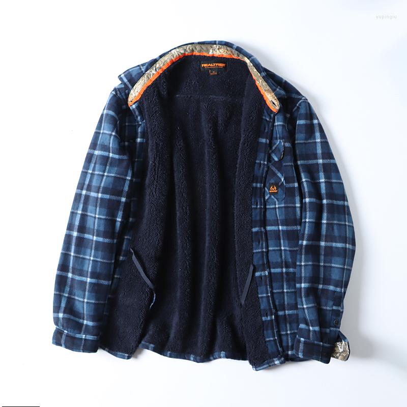 

Men's Casual Shirts Long Sleeve Fleece Shirt Men Plaid Flannel Autumn Winter Thick Thermal Lined Jacket Camp Hiking Hunting, Style 1-green