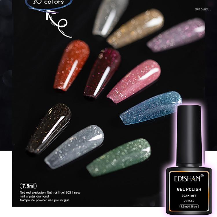 

Nail Gel EDishan 30 Color Diamond Glitter Reflective Flashing Polish Fashion Soak Off UV Varnish Art 7.5ml, 14