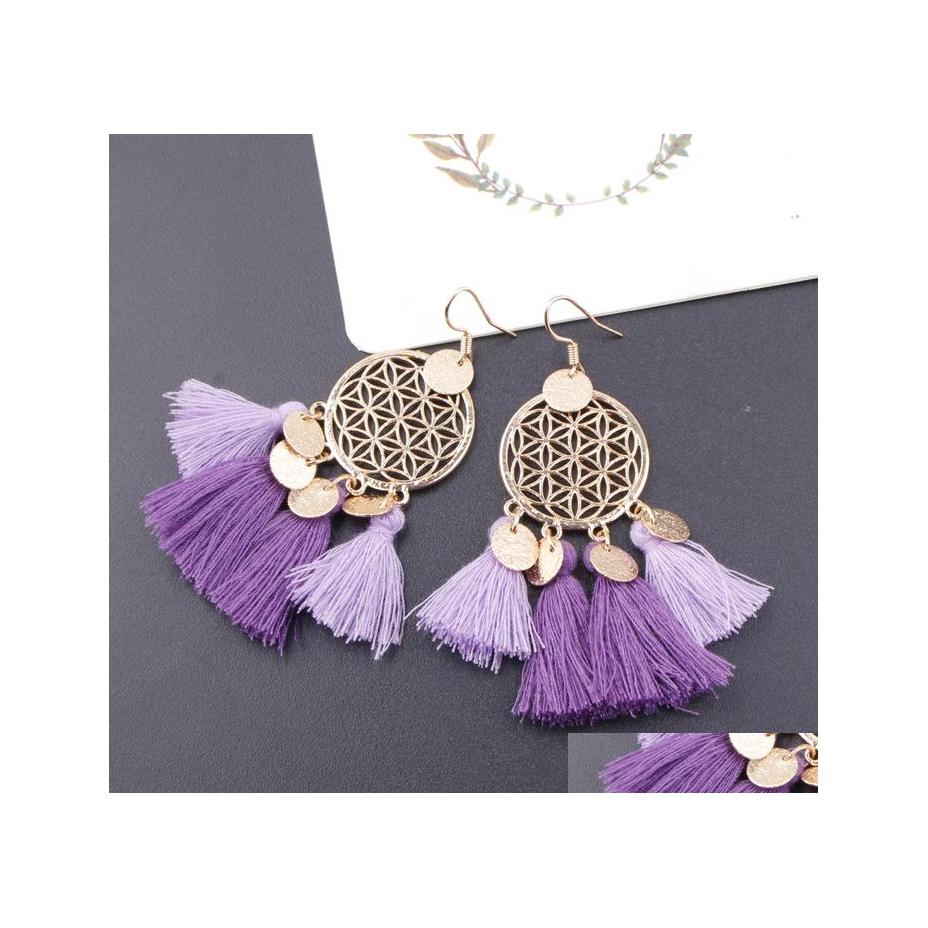 

Dangle Chandelier Bohemian Fashion Jewelry Womens Vintage Dreamcatcher Earrings Hollow Out Assels Dangle Earring Drop Delivery Dhfqb