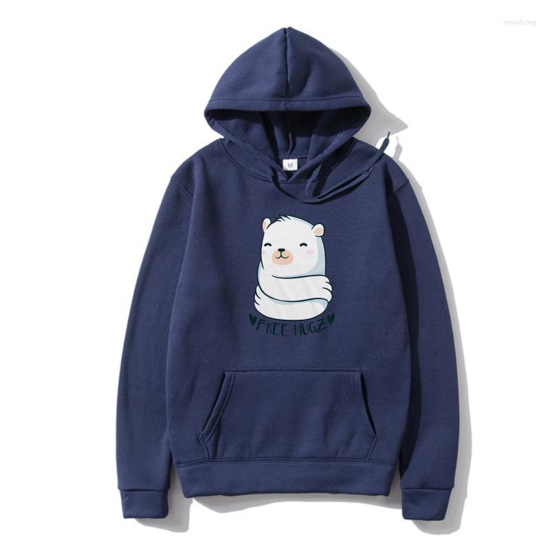 

Men's Hoodies Free Hugs Hugz Cute Polar Bear Regular Fleece Outerwear Men Women Hoody Gif Casual Drop Ship, Orange