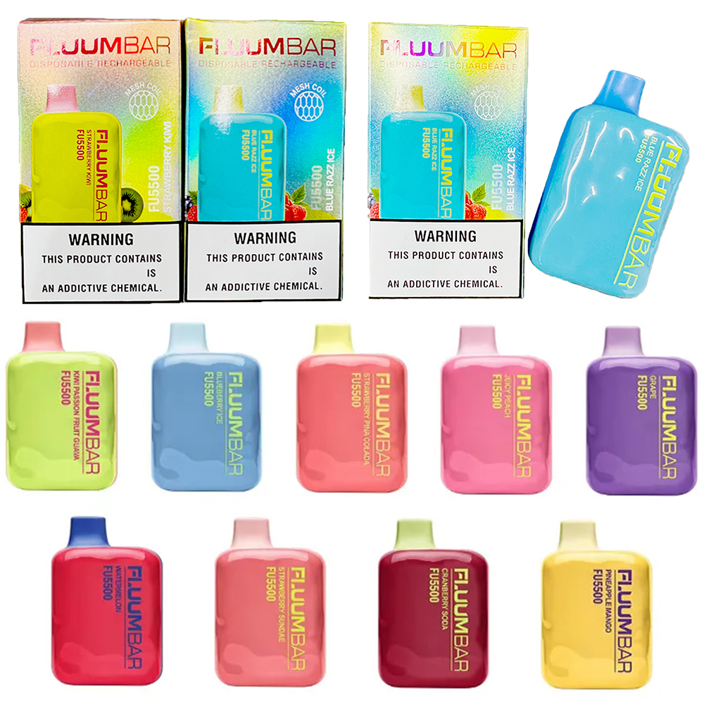 

Authentic Fluum Bar Disposable E cigarettes 5500 Vape Pen 13ml Pre-filled Pods Cartridge 650mAh Rechargeable Battery Vaporizer lost mary bang xxl flavors