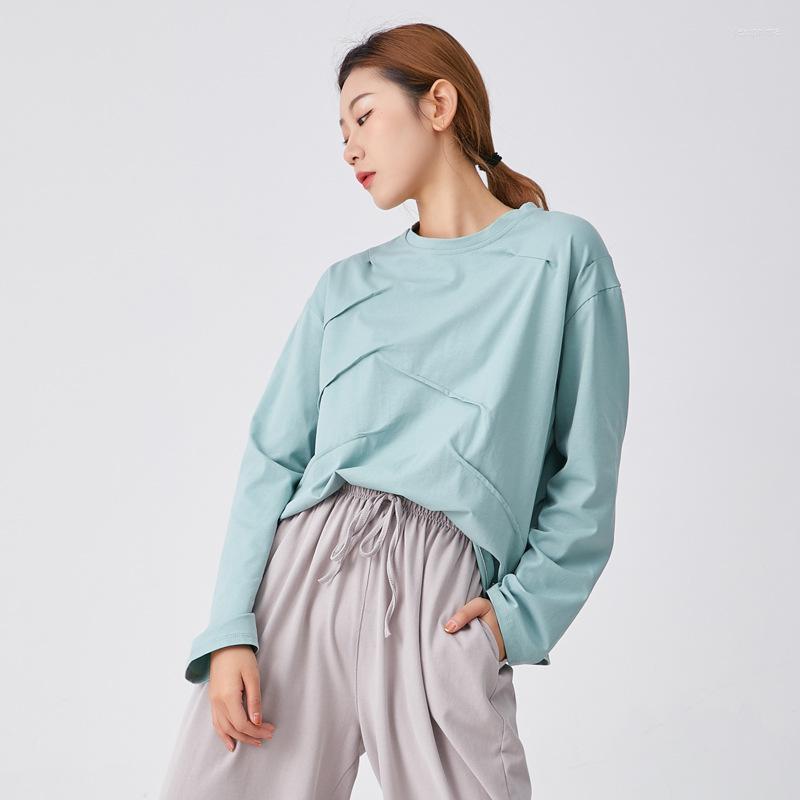 

Stage Wear Adult Loose Cotton Belly Dance Ruched Long Sleeve Shirt Top Costume Yoga Practice Clothes For Women Dancing Dancer Clothing, Black