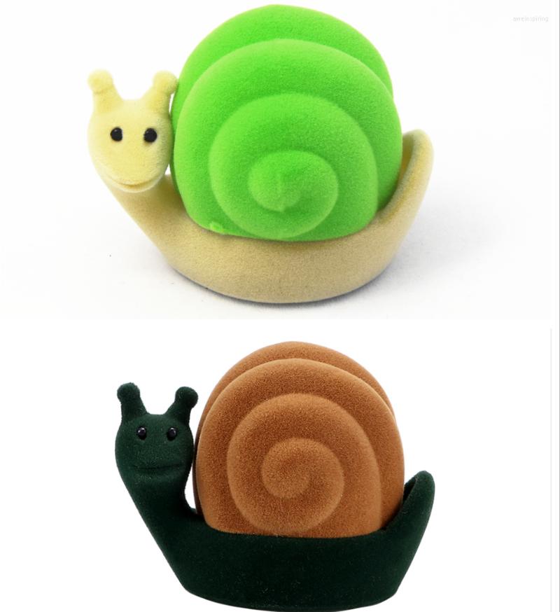 

Jewelry Pouches 20pcs/lot Velvet Cartoon Snail Box Flocking Animal Earring Ring Storage Case Packing Display Rack Gift
