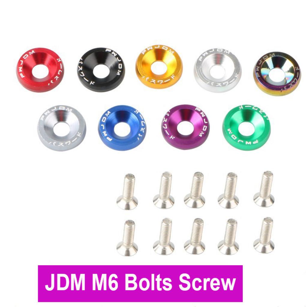 

30PcsPack Black Red Blue Purple JDM 10 PCS Bumper Fender Washer Bolt M6x20mm CNC Finishing Aluminum Washers Engine Bay Dress Up K2977130