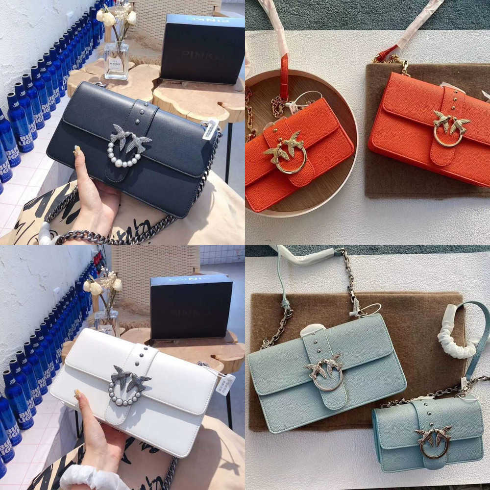

pinkos Designer women handbags swallow Flying Bird 2021 New Simple Swallow Female Fashion One Crossbody Mesh Red Small Black C Chain