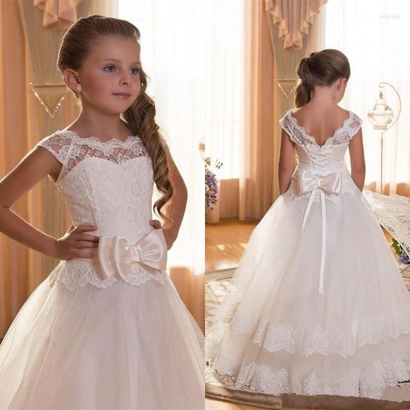 

Girl Dresses Modest Flower Long 2022 Applique Lace Primera Comunion Dress For Wedding Party Girls Robe Mariage Fille, Blue