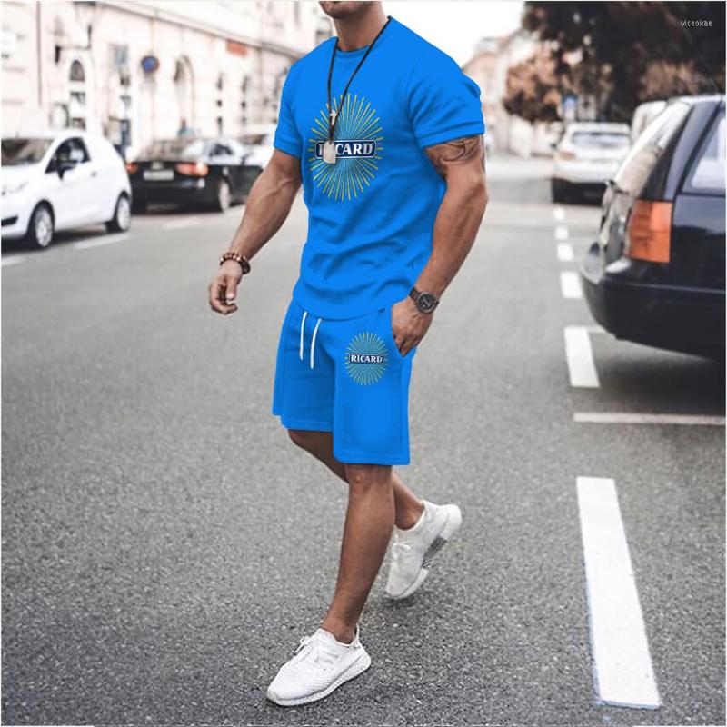 

Men's Tracksuits Summer Men France Ricard Tracksuit Solid Color T-Shirt Shorts Set Fashion Outfit Casual Stylish Suit Male Oversized, Kz-ot8803