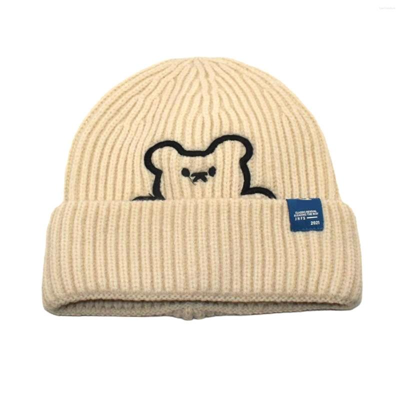 

Berets Women Men Knitted Winter Fashion Color Bear Hats Hairball Raccoon Warm Ski Cap Trim Hat, White