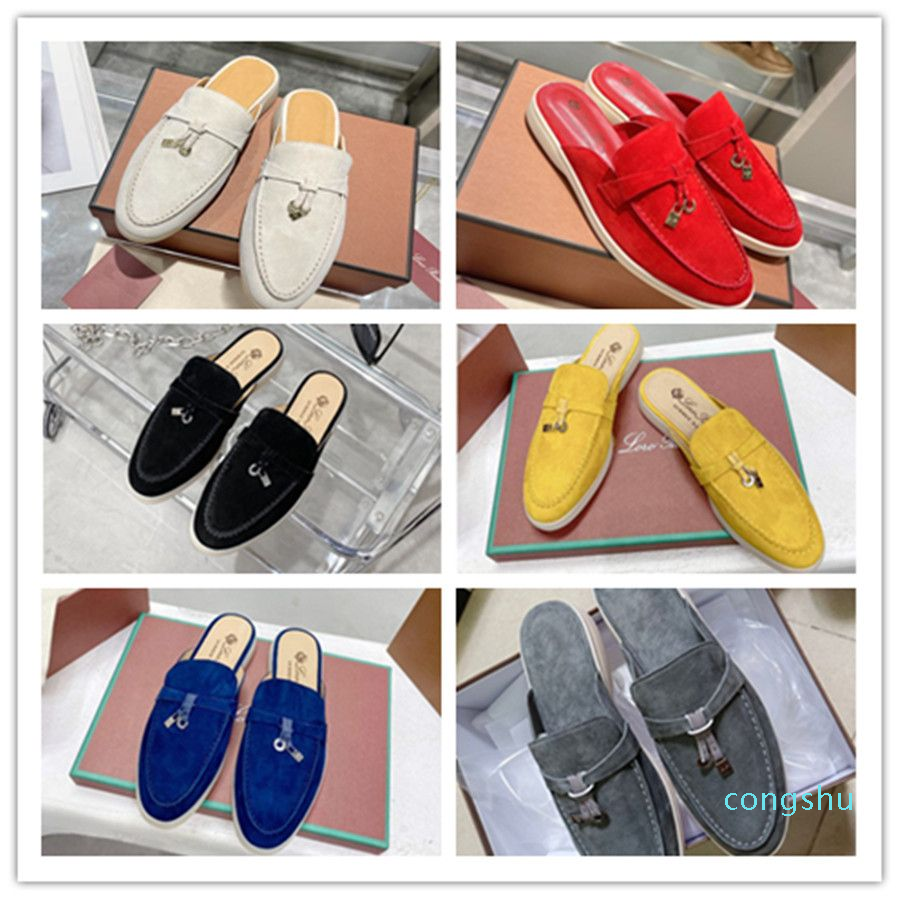 Pour les hommes pour femmes Loro Piana Casual Shoes Classic Sandals Locs Chaussures Flat Slides Dreigners Designers High Elastic Beef Tendon Bott
