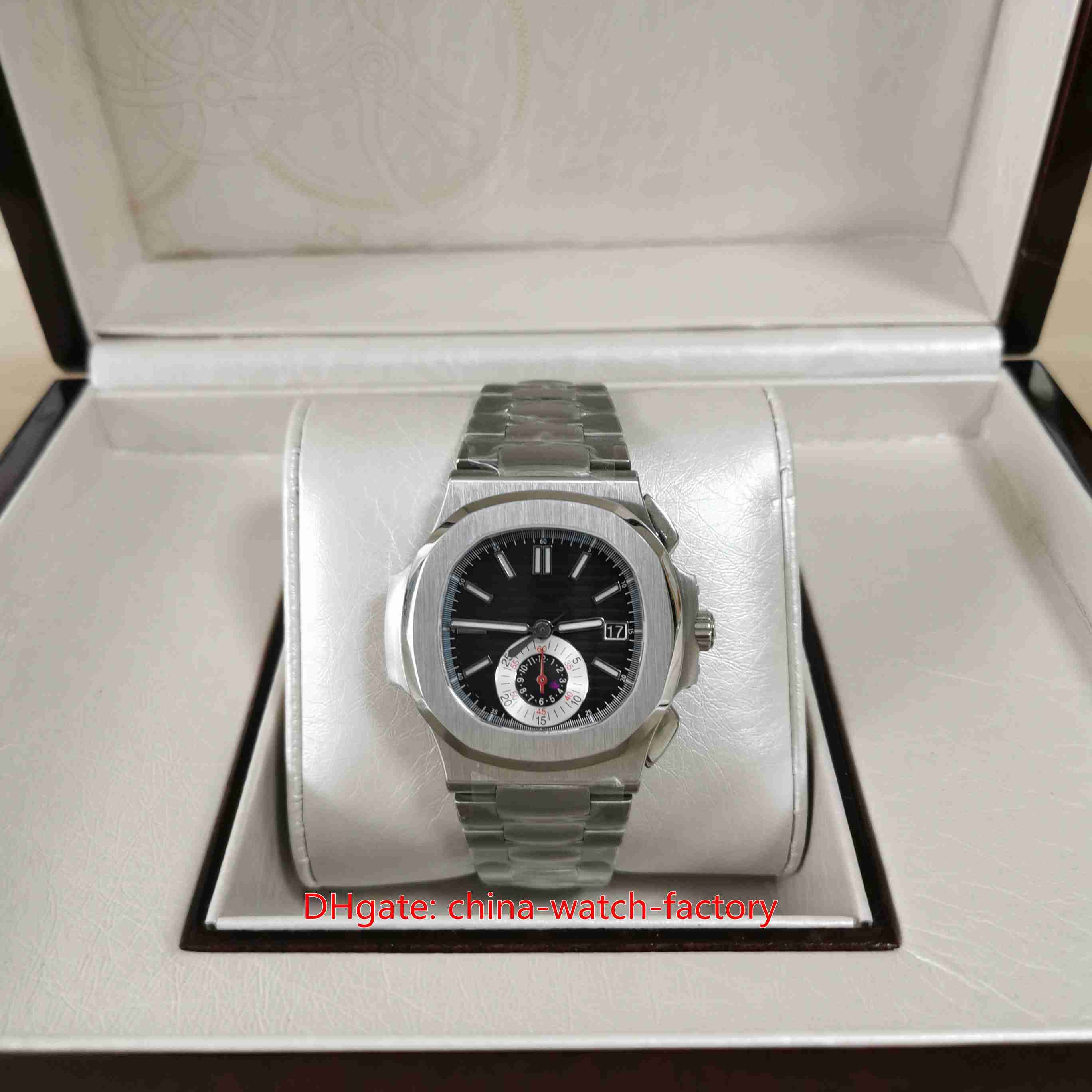 

BP Maker Mens Watch Super Quality 40.5mm Nautilus 5980 Black Dial Chronograph Watches 904L Steel CAL.7750 CH 28-520 C Movement Mechanical Automatic Men's Wristwatches, No box papers