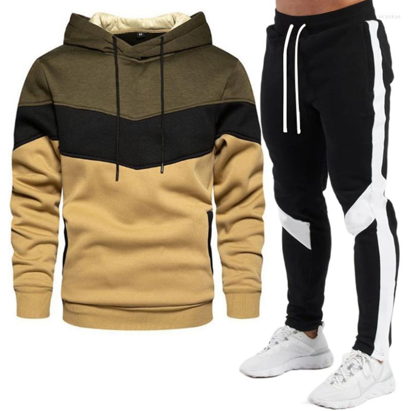 

Men's Tracksuits Spring And Autumn Men's Casual Sports Suit Fashionable Color Blocking Hooded Outdoor Sportswear, Blue