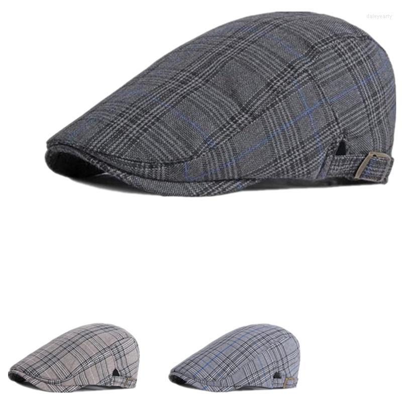 

Berets 2022 Cotton Spring Summer Plaid Sboy Caps Flat Peaked Cap Men And Women Painter Beret Hats 77, Black