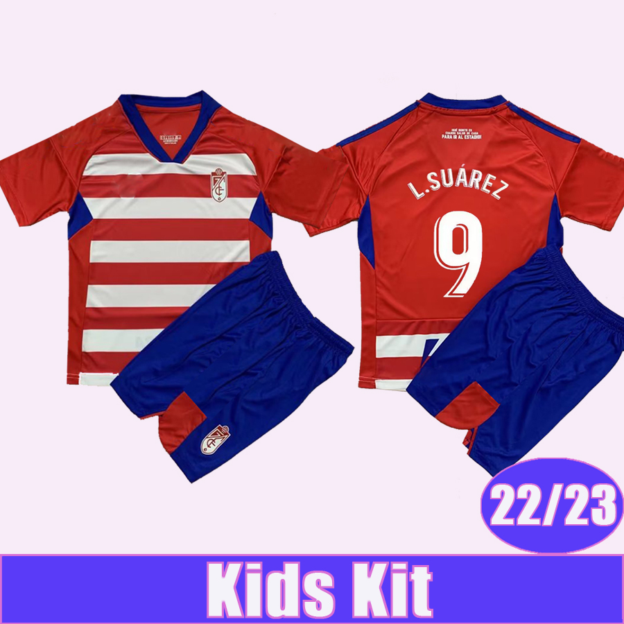 

23 Granada Kids Kit Soccer Jerseys L. SUAREZ L. MILLA A. PUERTAS D. MACHIS C. NEVA VICTOR DIAZ QUINI DOMINGOS D. Home Child Suit Football Shirts, Tz10691 22 23 home no socks