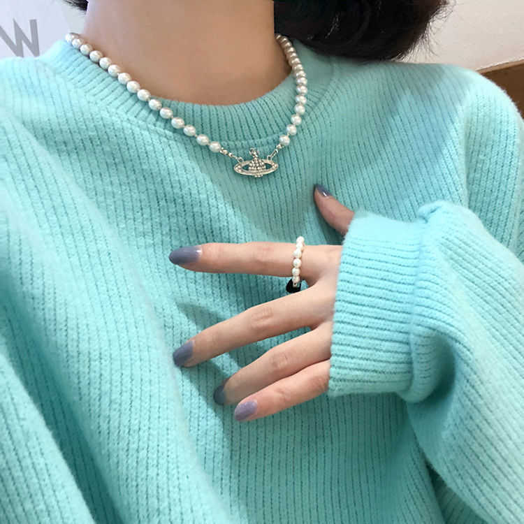 

Designer pearl necklaces viviai Love Planet Pearl Necklace Female Design Style Chain New