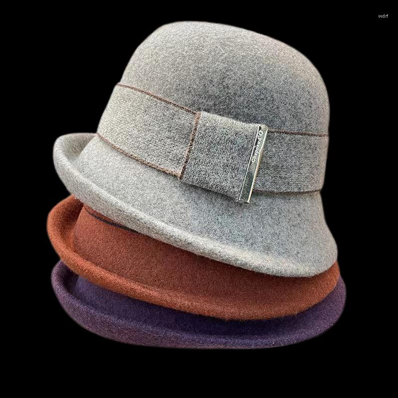 

Berets Winter Hat Woolen Bucket Hats For Women French Elegant Basin Curled Asymmetric Warm Wool Foldable Fisherman Caps, Black