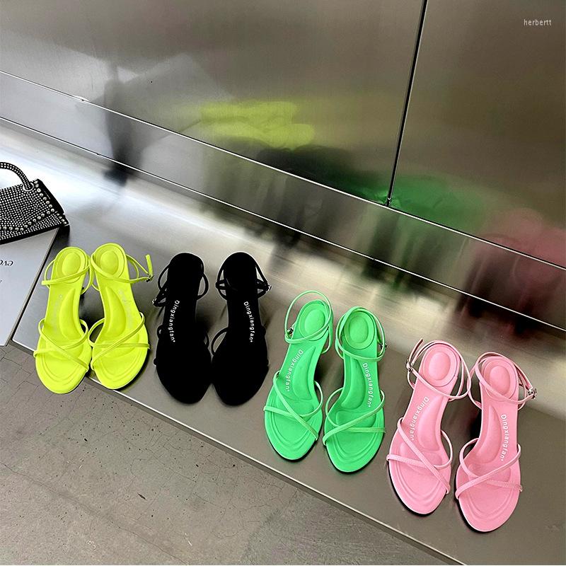 

Sandals 2022 Women's Shoes Summer European And American Open Toe High Heel Fashion Cross Daily Thin Strap, Pink