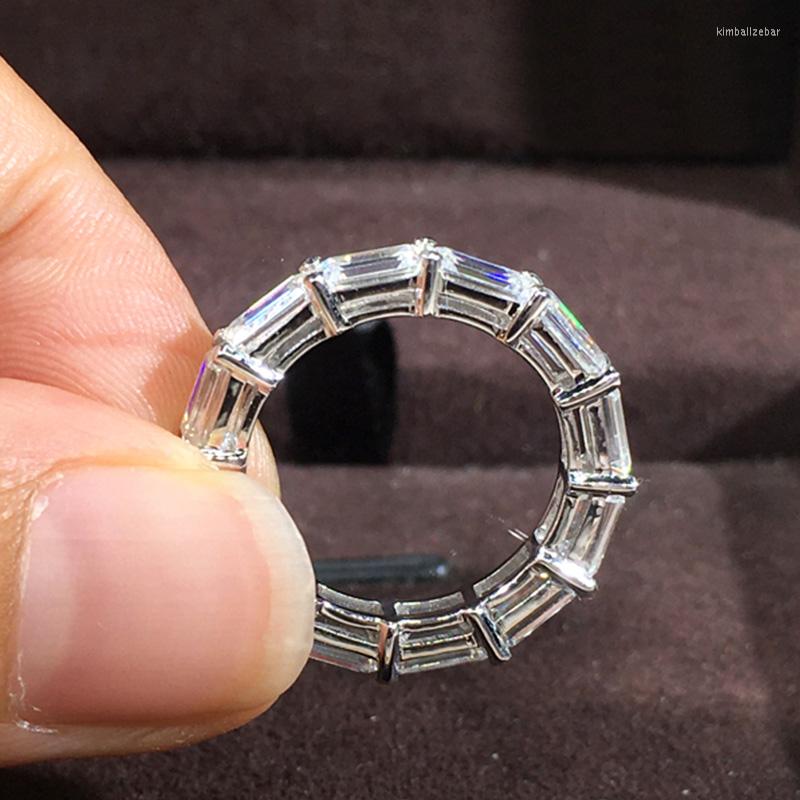

Wedding Rings Luxury Full Eternity Crystal Rectangle Cubic Zirconia Engagement For Women Bride Bands Party Gifts Fashion Jewelry