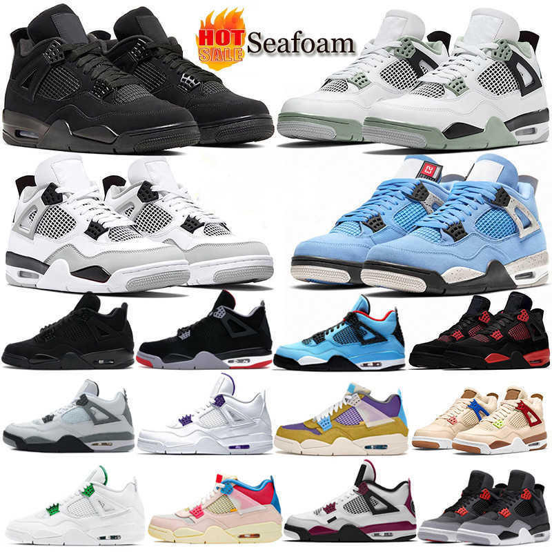 

Basketball Shoes Womens Trainers Sports Sneakers Red Thunder Black Cat University Blue ge Metallic Jumpman 4S Mens 4 Sea, Black canvas 40-47