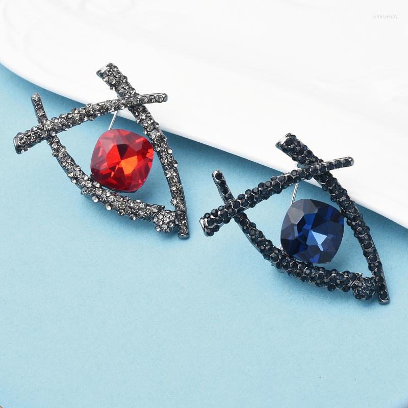 

Brooches Wuli&baby Blue Eye For Women Unisex 2-color Rhinestone Geometric Party Office Brooch Pins Jewelry Gifts