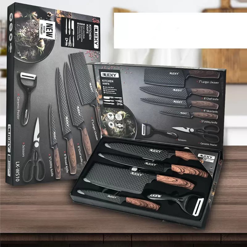 

Stainless Steel Kitchen Knives Set Chef Knife Scissor Ceramic Peel Meat Cleaver Slicing Tools Utility Cooking Tool